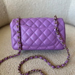 CHANEL Handbag Chanel 22S Light Purple Lambskin Quilted Mini Rectangular Single Flap LGHW - Redeluxe