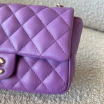 CHANEL Handbag Chanel 22S Light Purple Lambskin Quilted Mini Rectangular Single Flap LGHW - Redeluxe