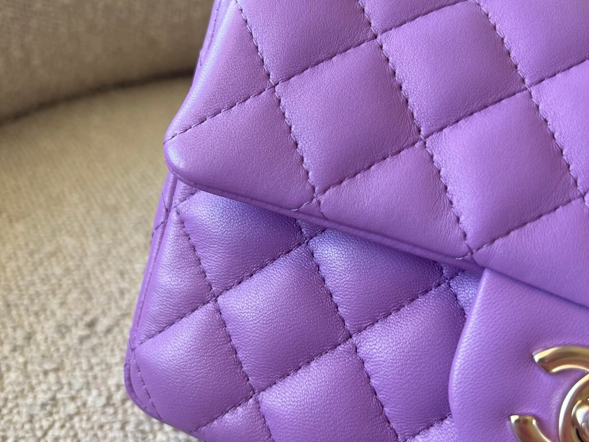 CHANEL Handbag Chanel 22S Light Purple Lambskin Quilted Mini Rectangular Single Flap LGHW - Redeluxe