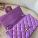 CHANEL Handbag Chanel 22S Light Purple Lambskin Quilted Mini Rectangular Single Flap LGHW - Redeluxe