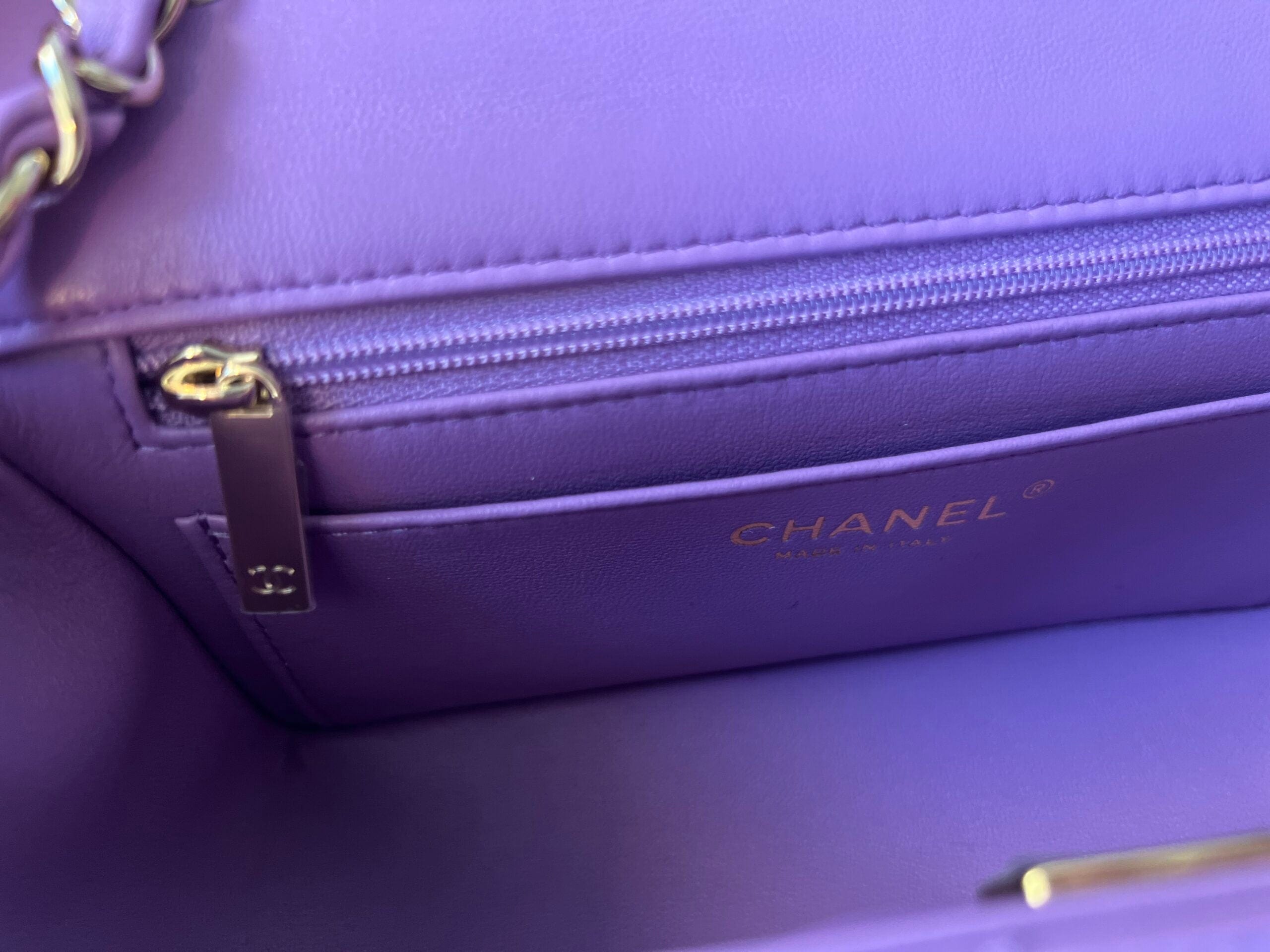 CHANEL Handbag Chanel 22S Light Purple Lambskin Quilted Mini Rectangular Single Flap LGHW - Redeluxe