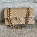 CHANEL Handbag Chanel Beige Clair Caviar Quilted Classic Flap  Medium GHW - Redeluxe