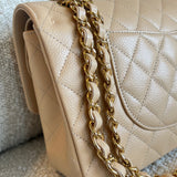 CHANEL Handbag Chanel Beige Clair Caviar Quilted Classic Flap  Medium GHW - Redeluxe