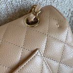 CHANEL Handbag Chanel Beige Clair Caviar Quilted Classic Flap  Medium GHW - Redeluxe