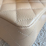 CHANEL Handbag Chanel Beige Clair Caviar Quilted Classic Flap  Medium GHW - Redeluxe