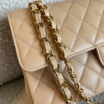 CHANEL Handbag Chanel Beige Clair Caviar Quilted Classic Flap  Medium GHW - Redeluxe