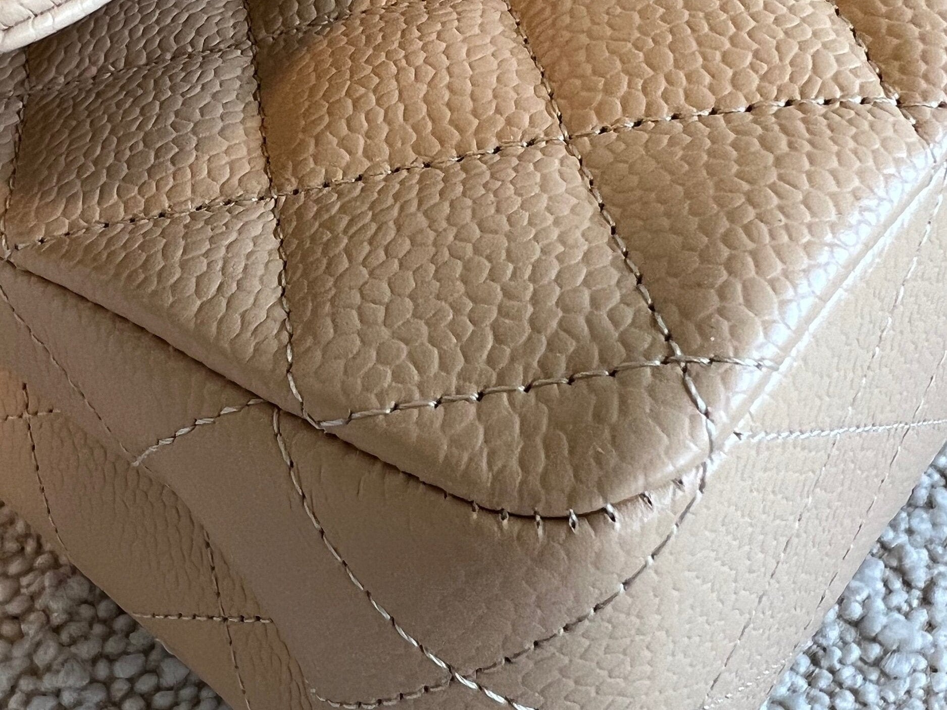 CHANEL Handbag Chanel Beige Clair Caviar Quilted Classic Flap  Medium GHW - Redeluxe