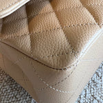 CHANEL Handbag Chanel Beige Clair Caviar Quilted Classic Flap  Medium GHW - Redeluxe