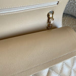 CHANEL Handbag Chanel Beige Clair Caviar Quilted Classic Flap  Medium GHW - Redeluxe