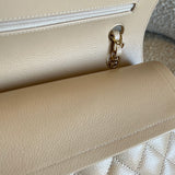CHANEL Handbag Chanel Beige Clair Caviar Quilted Classic Flap  Medium GHW - Redeluxe