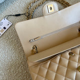 CHANEL Handbag Chanel Beige Clair Caviar Quilted Classic Flap  Medium GHW - Redeluxe