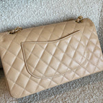 CHANEL Handbag Chanel Beige Clair Caviar Quilted Classic Flap  Medium GHW - Redeluxe