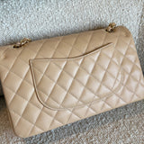 CHANEL Handbag Chanel Beige Clair Caviar Quilted Classic Flap  Medium GHW - Redeluxe