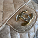 CHANEL Handbag Chanel Beige Clair Caviar Quilted Classic Flap  Medium GHW - Redeluxe