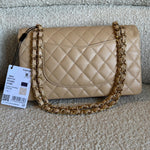 CHANEL Handbag Chanel Beige Clair Caviar Quilted Classic Flap  Medium GHW - Redeluxe