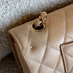 CHANEL Handbag Chanel Beige Clair Caviar Quilted Classic Flap  Medium GHW - Redeluxe