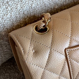 CHANEL Handbag Chanel Beige Clair Caviar Quilted Classic Flap  Medium GHW - Redeluxe