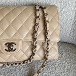 CHANEL Handbag Chanel Beige Clair Caviar Quilted Classic Flap Medium SHW - Redeluxe