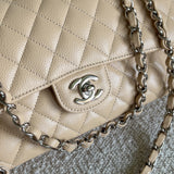 CHANEL Handbag Chanel Beige Clair Caviar Quilted Classic Flap Medium SHW - Redeluxe