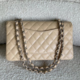 CHANEL Handbag Chanel Beige Clair Caviar Quilted Classic Flap Medium SHW - Redeluxe