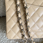 CHANEL Handbag Chanel Beige Clair Caviar Quilted Classic Flap Medium SHW - Redeluxe