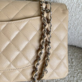 CHANEL Handbag Chanel Beige Clair Caviar Quilted Classic Flap Medium SHW - Redeluxe