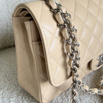 CHANEL Handbag Chanel Beige Clair Caviar Quilted Classic Flap Medium SHW - Redeluxe