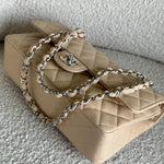 CHANEL Handbag Chanel Beige Clair Caviar Quilted Classic Flap Medium SHW - Redeluxe