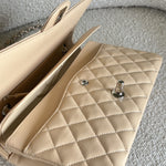CHANEL Handbag Chanel Beige Clair Caviar Quilted Classic Flap Medium SHW - Redeluxe