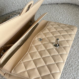 CHANEL Handbag Chanel Beige Clair Caviar Quilted Classic Flap Medium SHW - Redeluxe