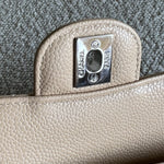 CHANEL Handbag Chanel Beige Clair Caviar Quilted Classic Flap Medium SHW - Redeluxe