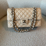 CHANEL Handbag Chanel Beige Clair Caviar Quilted Classic Flap Medium SHW - Redeluxe