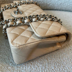 CHANEL Handbag Chanel Beige Clair Caviar Quilted Classic Flap Medium SHW - Redeluxe