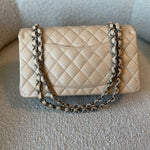 CHANEL Handbag Chanel Beige Clair Caviar Quilted Classic Flap Medium SHW - Redeluxe