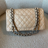 CHANEL Handbag Chanel Beige Clair Caviar Quilted Classic Flap Medium SHW - Redeluxe