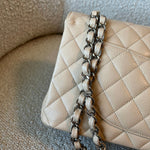 CHANEL Handbag Chanel Beige Clair Caviar Quilted Classic Flap Medium SHW - Redeluxe