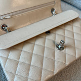 CHANEL Handbag Chanel Beige Clair Caviar Quilted Classic Flap Medium SHW - Redeluxe