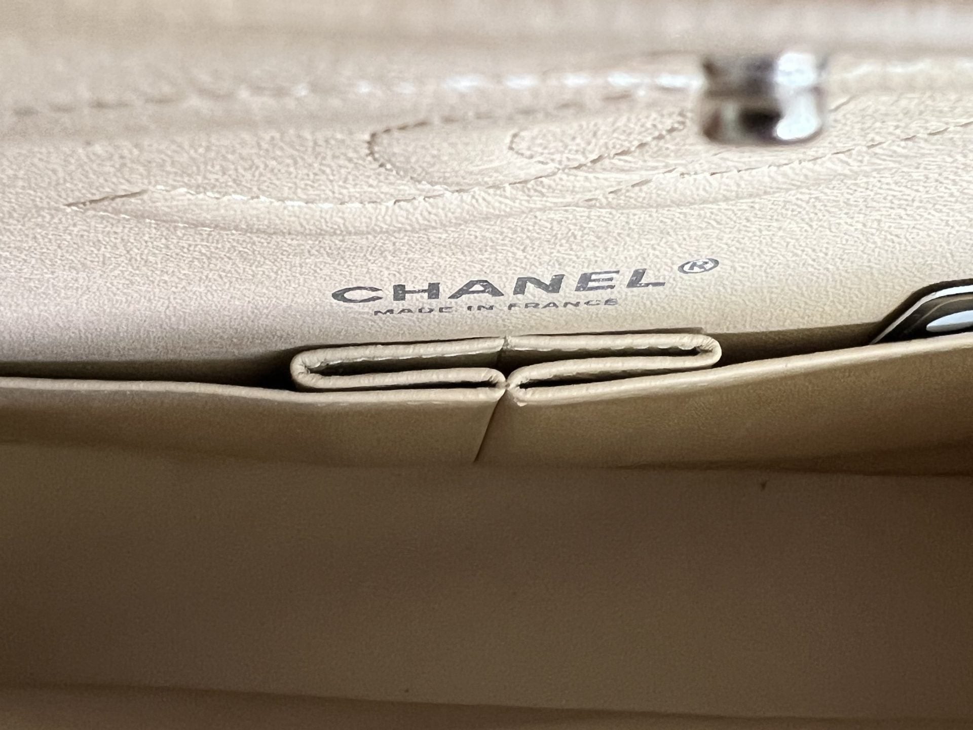 CHANEL Handbag Chanel Beige Clair Caviar Quilted Classic Flap Medium SHW - Redeluxe