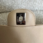 CHANEL Handbag Chanel Beige Clair Caviar Quilted Classic Flap Medium SHW - Redeluxe