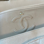 CHANEL Handbag Chanel Beige Clair Caviar Quilted Classic Flap Medium SHW - Redeluxe