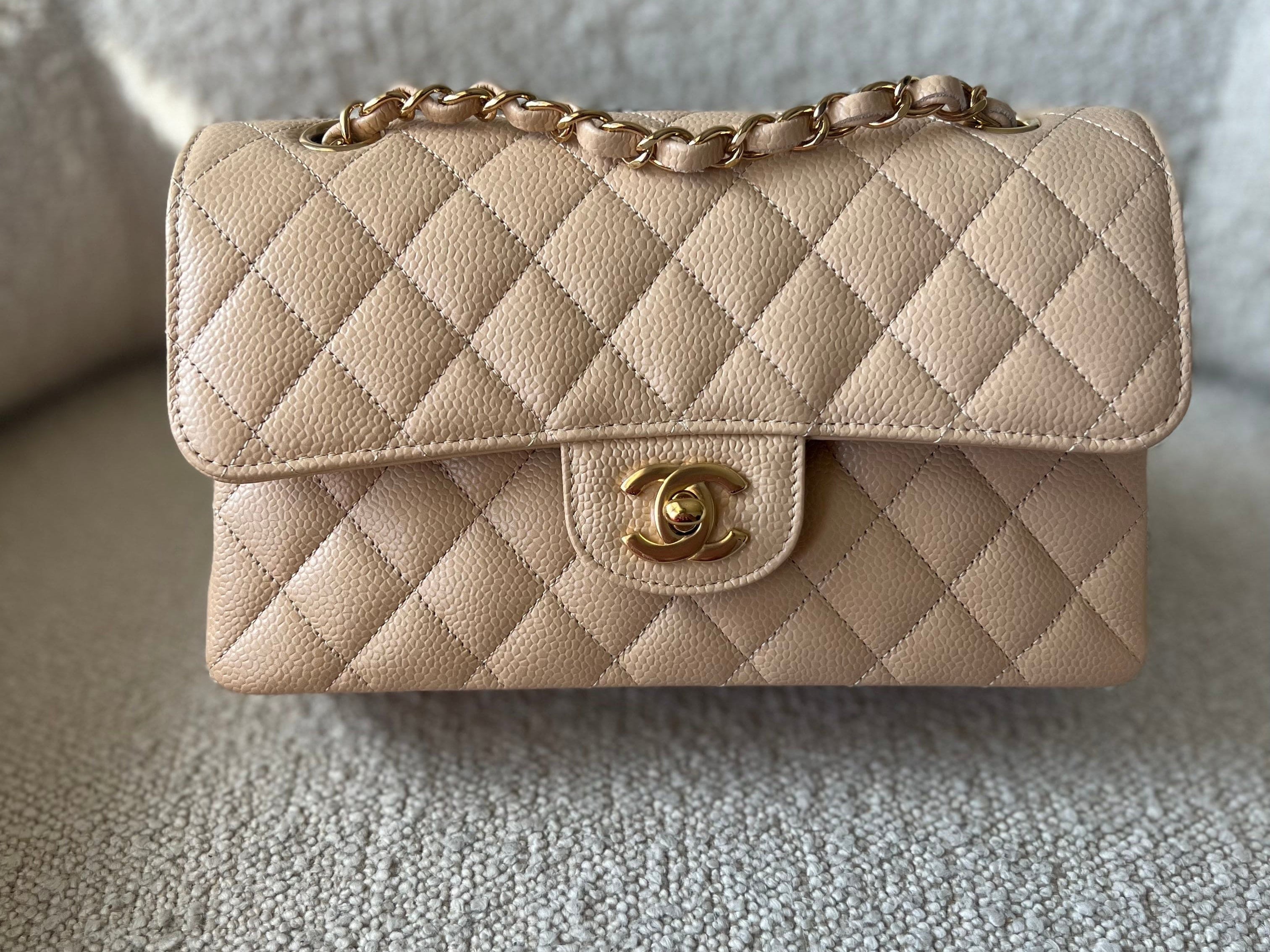 Chanel beige double flap bag sale