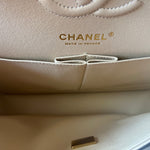 CHANEL Handbag Chanel Beige Clair Caviar Quilted Small Classic Double Flap Gold Hardware - Redeluxe