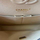 CHANEL Handbag Chanel Beige Clair Caviar Quilted Small Classic Double Flap Gold Hardware - Redeluxe