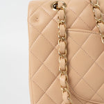 CHANEL Handbag Chanel Beige Lambskin Quilted Classic Flap Medium AGHW - Redeluxe