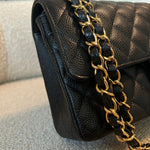 CHANEL Handbag Chanel Black Caviar Quilted Classic Double Flap Medium Gold Hardware - Redeluxe