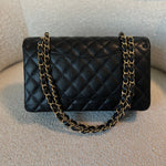 CHANEL Handbag Chanel Black Caviar Quilted Classic Double Flap Medium Gold Hardware - Redeluxe