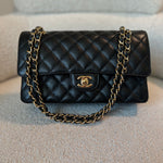 CHANEL Handbag Chanel Black Caviar Quilted Classic Double Flap Medium Gold Hardware - Redeluxe