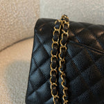 CHANEL Handbag Chanel Black Caviar Quilted Classic Double Flap Medium Gold Hardware - Redeluxe