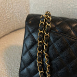 CHANEL Handbag Chanel Black Caviar Quilted Classic Double Flap Medium Gold Hardware - Redeluxe