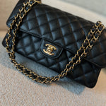 CHANEL Handbag Chanel Black Caviar Quilted Classic Double Flap Medium Gold Hardware - Redeluxe